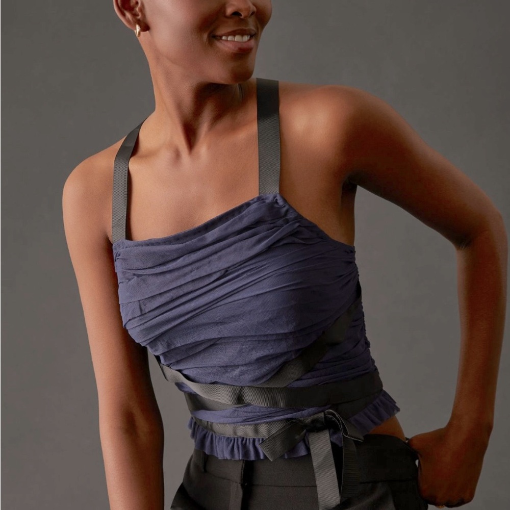 By Anthropologie Shirred Tulle Tank